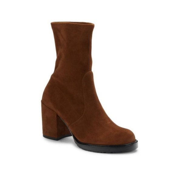 Stuart Weitzman Dalenna Suede Ankle Sock Boots Size US 4 Coffee - Picture 1 of 8